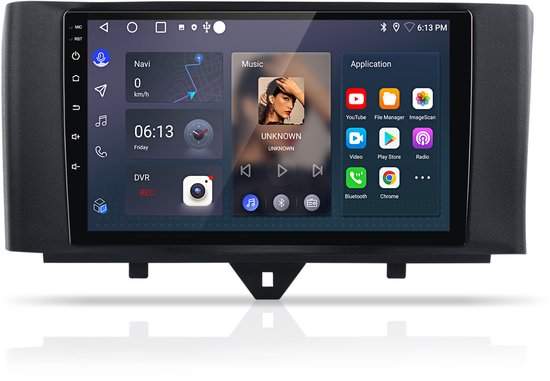 JUNSUN Auto Radio pour Mercedes Smart Fortwo 451 2010-2015 avec 8-Core Android 14 | Carplay et Android Auto | GPS Navi | WIFI | BT | RDS | SWC-4+64GB
