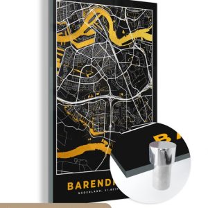 MuchoWow® Peinture sur verre 40×60 cm – Peinture sur verre acrylique – Carte – Barendrecht – Or – Zwart – Photo sur verre – Peintures – Plan de la ville