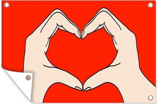 Mains formant une affiche de jardin coeur toile lâche