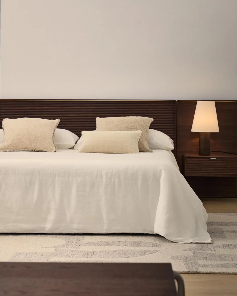 Set Simmel aus Bett- und Kopfkissenbezug aus Baumwolle und Leinen in Ecru für 180-cm-Betten – Image 3