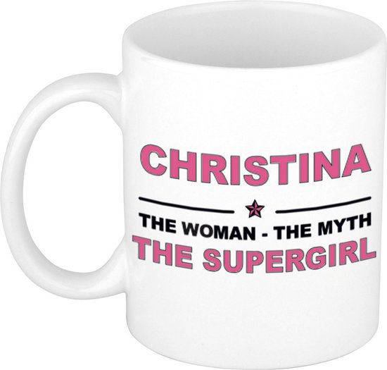 Nom cadeau Christina - La femme, le mythe la tasse à café supergirl / tasse 300 ml - nom / noms tasses - Cadeau pour anniversaire / fête des mères / retraite / succès / merci