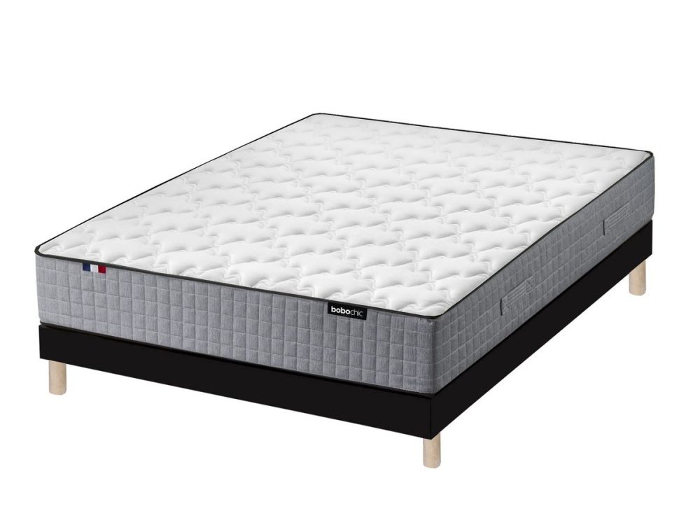 Ensemble matelas ZOE 26 cm 638 ressorts ensaches + sommier tapissier + pieds