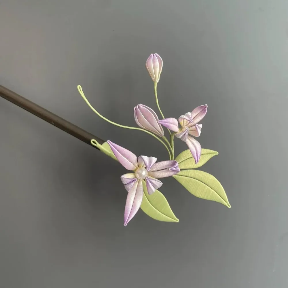 Orchid Handmade Hairpin - Silk Hairpin(Chanhua) – Image 3