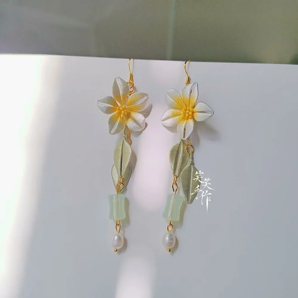 Handmade Chanhua Flower Earrings | 925 Silver Hooks & Freshwater Pearls
