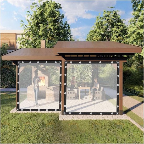 Panneaux Latéraux Étanche - Rideau PVC - Protection Abri de Jardin - Œillets Inclus - 2.5x2 Mètres - Transparent