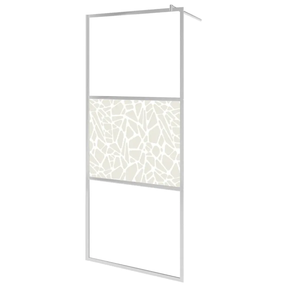 Walk-in Shower Wall with Shelf Chrome 90x195 cm ESG Glass&Aluminium – Image 3