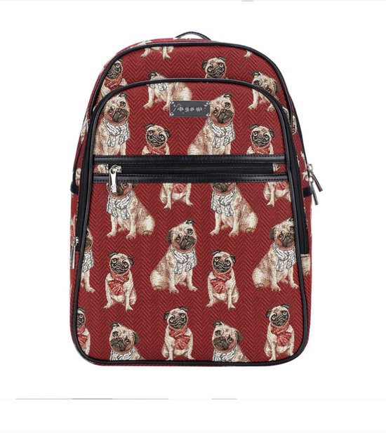 Grand sac à dos - tissu de tapisserie de luxe - Carlin - Chien - Pug