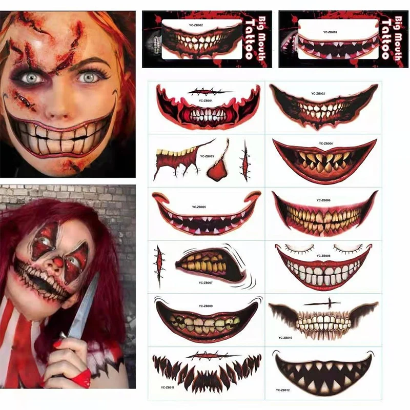 Tatouage temporaire de maquillage de farce d'Halloween