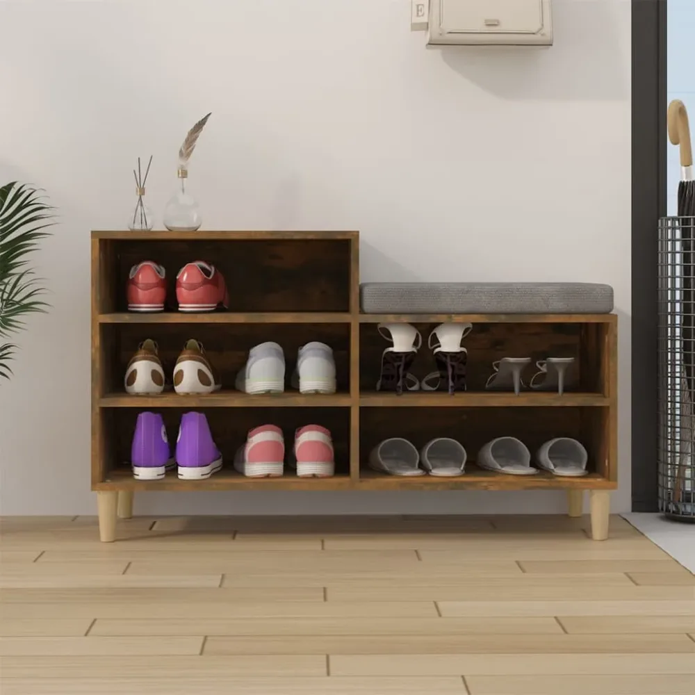 Shoe Cabinet Smoked Oak 102x36x60 cm Engineered Wood – Image 3