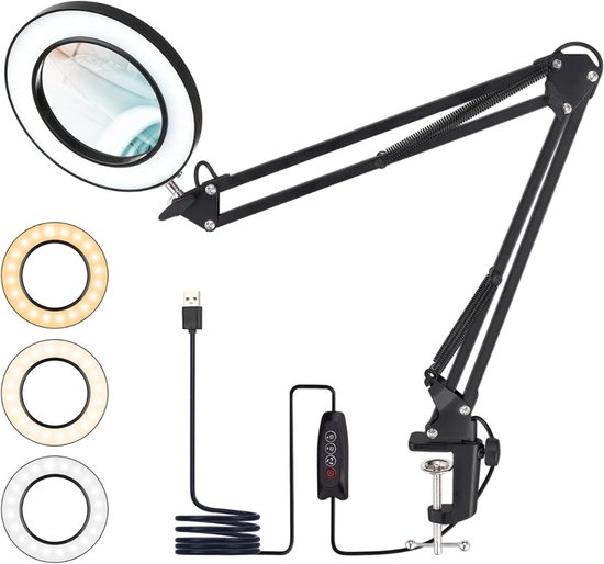 Loupe avec Siècle des Lumières - Lampe loupe avec Siècle des Lumières LED - Zwart