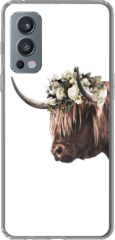 OnePlus Nord 2 5G - Highlander écossais - Vache - Roses - Coque de téléphone en Siliconen