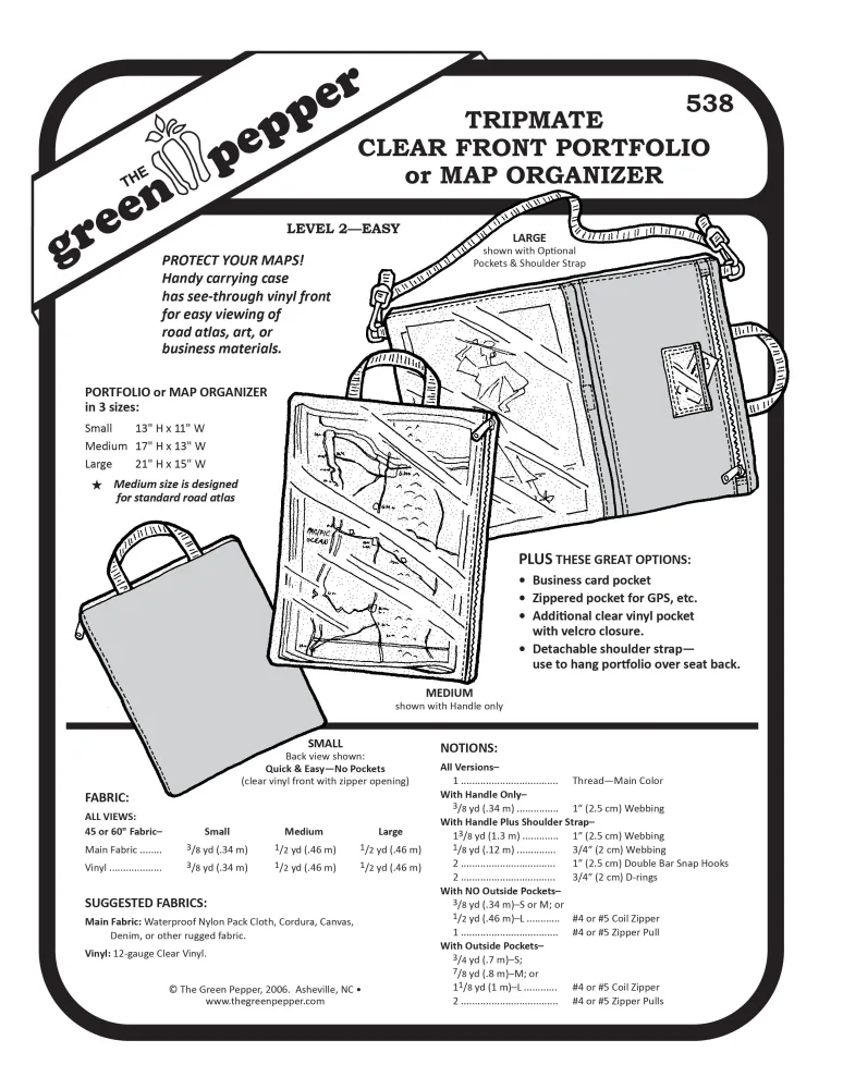538 – Tripmate Clear Front Portfolio/Atlas Organizer | The Green Pepper - PDF Sewing Pattern