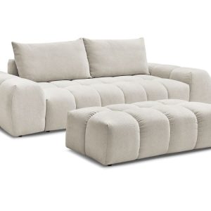 Canape droit fixe 3 places EVEREST tissu texture avec pouf Canape droit fixe 3 places EVEREST tissu texture avec pouf
