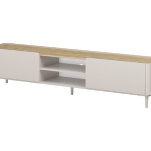 Meuble TV 1 porte 1 tiroir 220 cm ANYRA pieds en bois massif Meuble TV 1 porte 1 tiroir 220 cm ANYRA pieds en bois massif