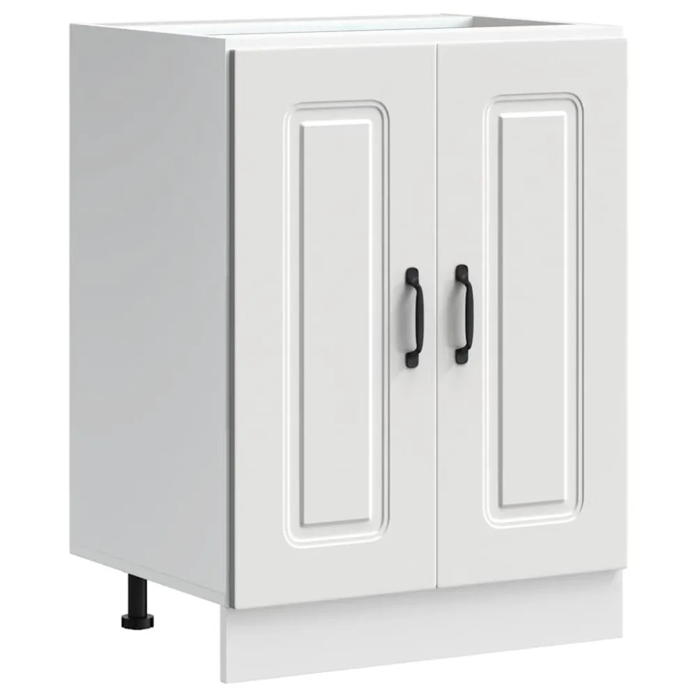 Sink Base Cabinet Kalmar White 60x46x81.5 cm Engineered Wood – Image 2