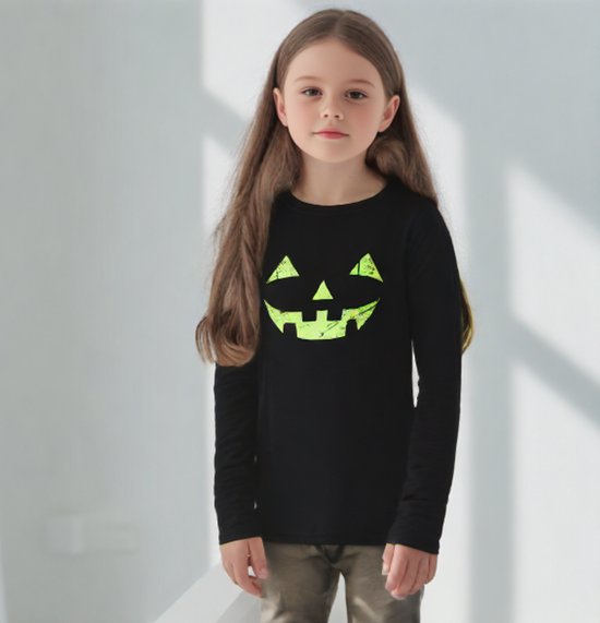 Indigo Starry - Costume d'Halloween réfléchissant Enfants - Zwart et vert fluo