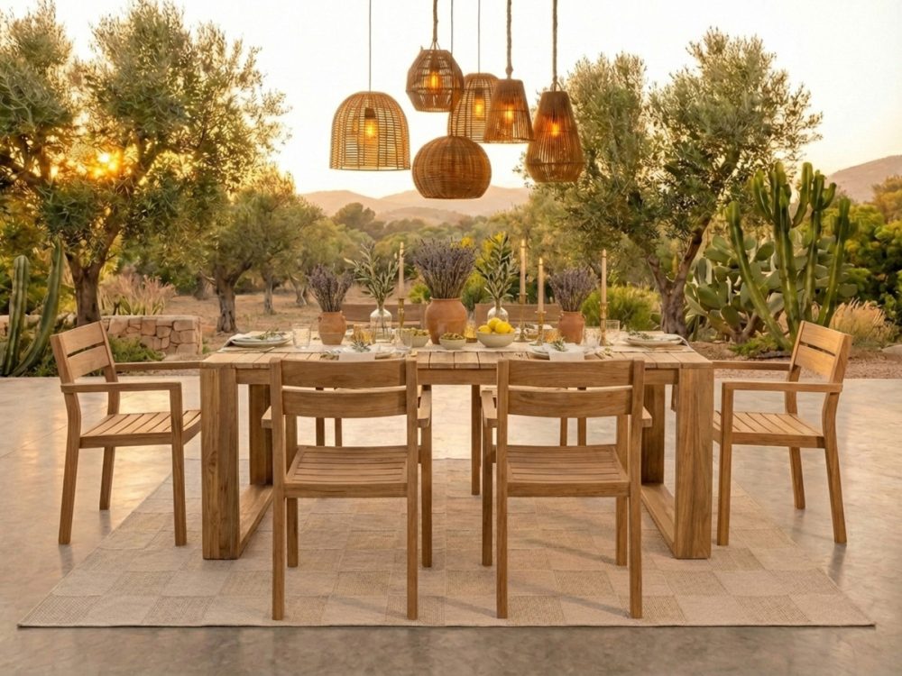 Ensemble de jardin LOMBOK avec table 200 cm + 6 fauteuils bois de teck – Image 2