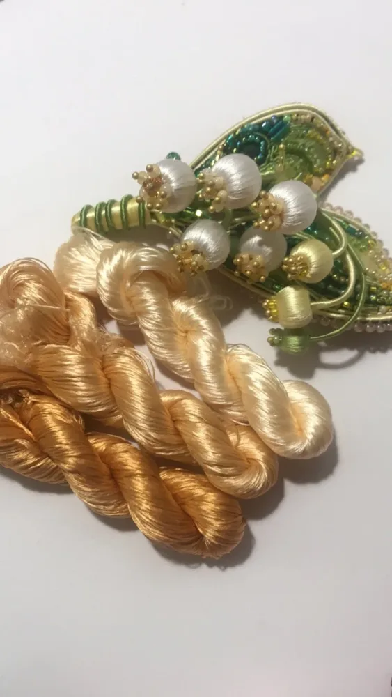 80m Suzhou Embroidery Untwisted Mulberry Silk Thread(#46亚金色 80m*3) - Ronghua Threads