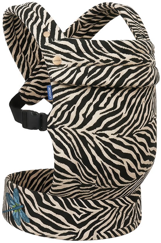 LUVION® Porte-bébé MILANO Zebra - Porte-bébé - Porte-bébé ventral et dorsal ergonomique - Coton OEKO-TEX® - Beige avec imprimé zèbre noir