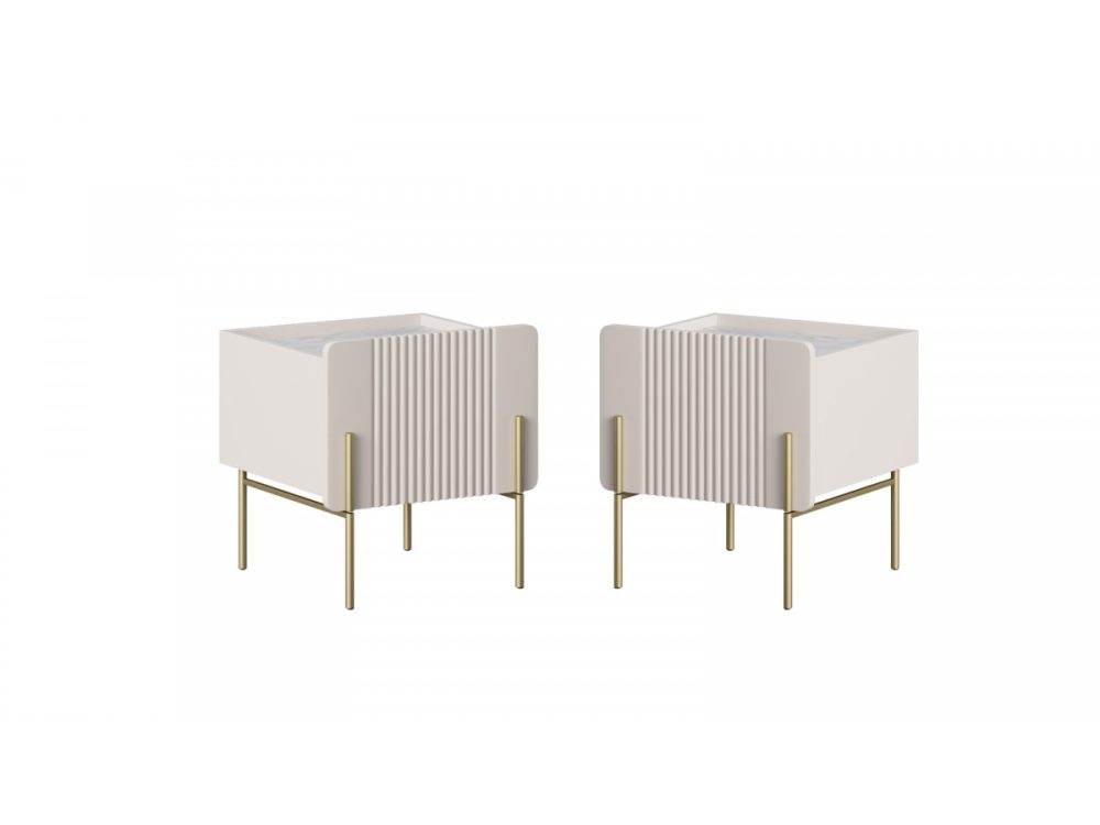 Lot de 2 chevets 1 tiroir MATHILDE pieds or