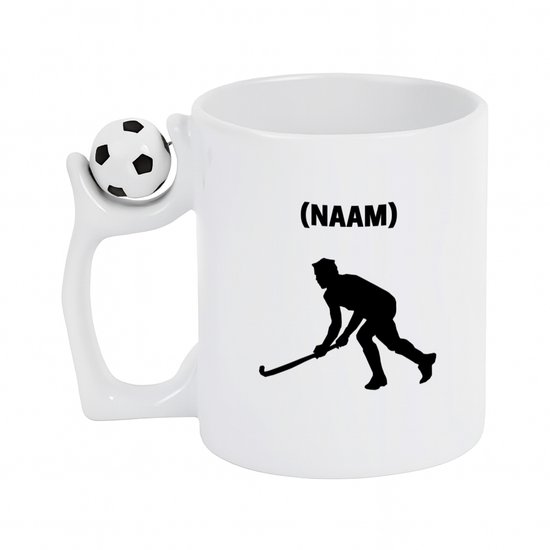 Hacebo® – Tasse à café Hockey avec eigen naam avec ballon de football blanc – Hockey – Joueur de hockey – tasse à thé – tasse à café – Sport – tasse à café – 330 ML