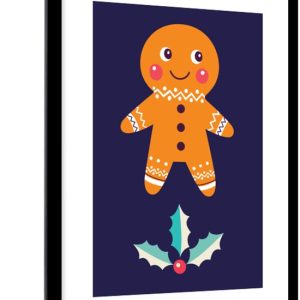 Illustration de Noël d’un bonhomme en pain d’épice et d’un houx 60×90 cm Illustration de Noël d’un bonhomme en pain d’épice et d’un houx 60×90 cm