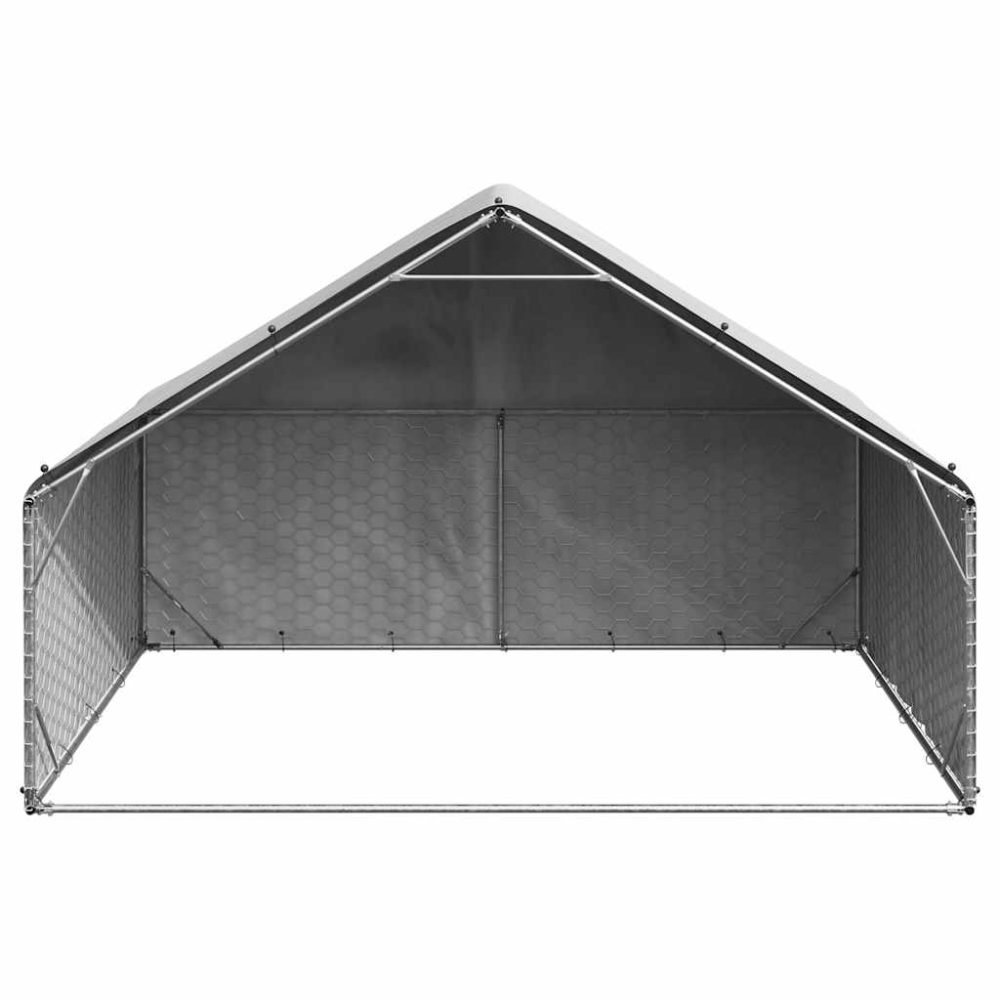 Outdoor Dog Kennel with Cover 3x2x1.9 m Galvanised Steel – Image 3