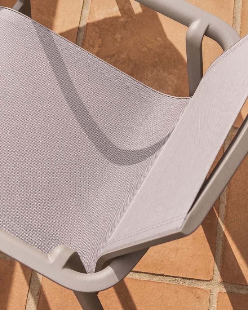 Stapelbarer Outdoor-Stuhl Canea aus beigem Texteline und Aluminium in Taupe – Image 2