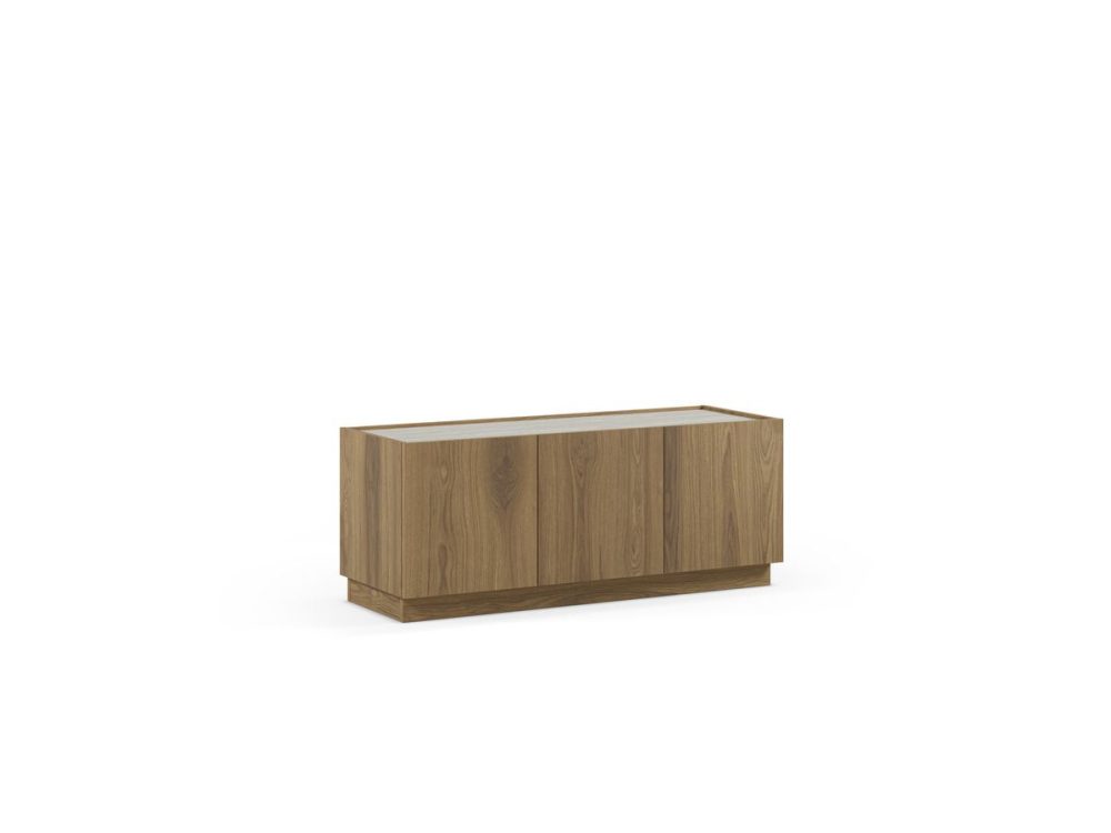 Meuble TV 3 portes 120 cm MARION effet chene et travertin