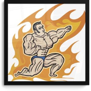Image encadrée – Une illustration d’un bodybuilder dans un cadre photo flamme noir 40×40 cm – Affiche encadrée (Décoration murale salon / chambre) Image encadrée – Une illustration d’un bodybuilder dans un cadre photo flamme noir 40×40 cm – Affiche encadrée (Décoration murale salon / chambre)