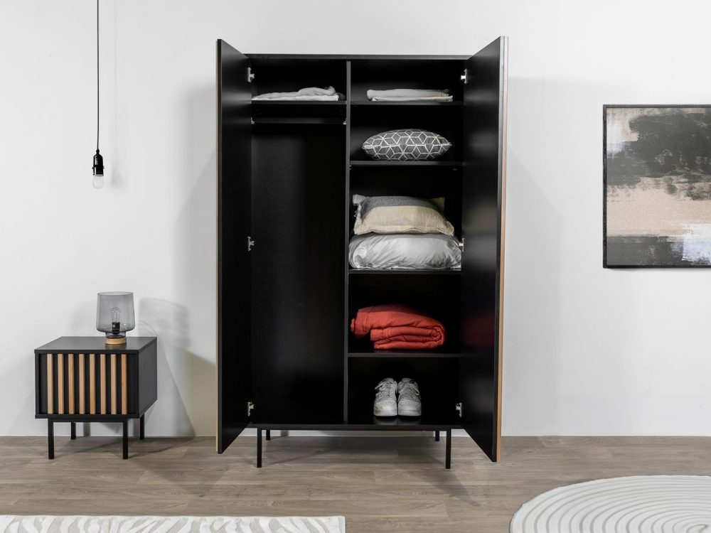 Armoire L100 2 portes CORNEILLE avec tasseaux en pin massif – Image 3