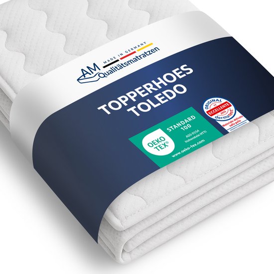 Housse de surmatelas AM Qualitätsmatratzen 140 x 200 cm hauteur de noyau 4-6 cm – Fabriqué en Allemagne & label Oeko-TEX – Housse de surmatelas hypoallergénique en double drap avec fibre climatique matelassée & fermeture éclair 4 côtés Housse de surmatelas AM Qualitätsmatratzen 140 x 200 cm hauteur de noyau 4-6 cm – Fabriqué en Allemagne & label Oeko-TEX – Housse de surmatelas hypoallergénique en double drap avec fibre climatique matelassée & fermeture éclair 4 côtés