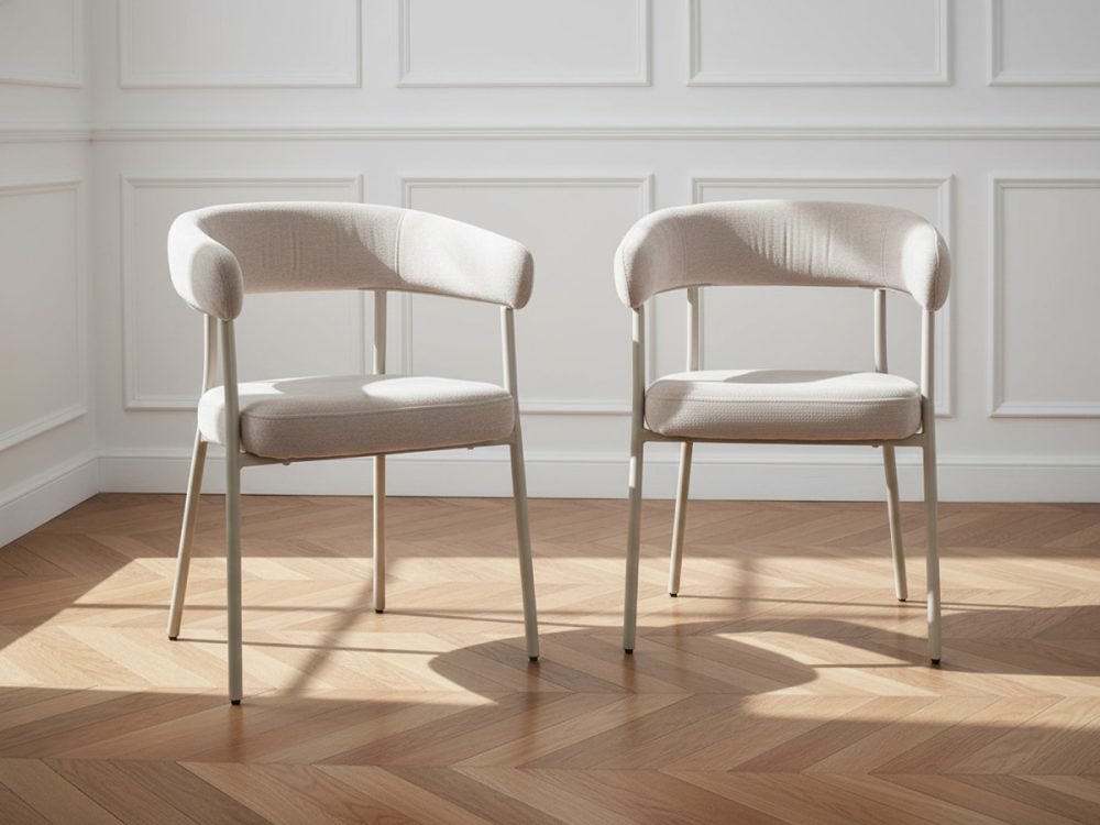 Lot de 2 chaises ROSA tissu velours beige – Image 2