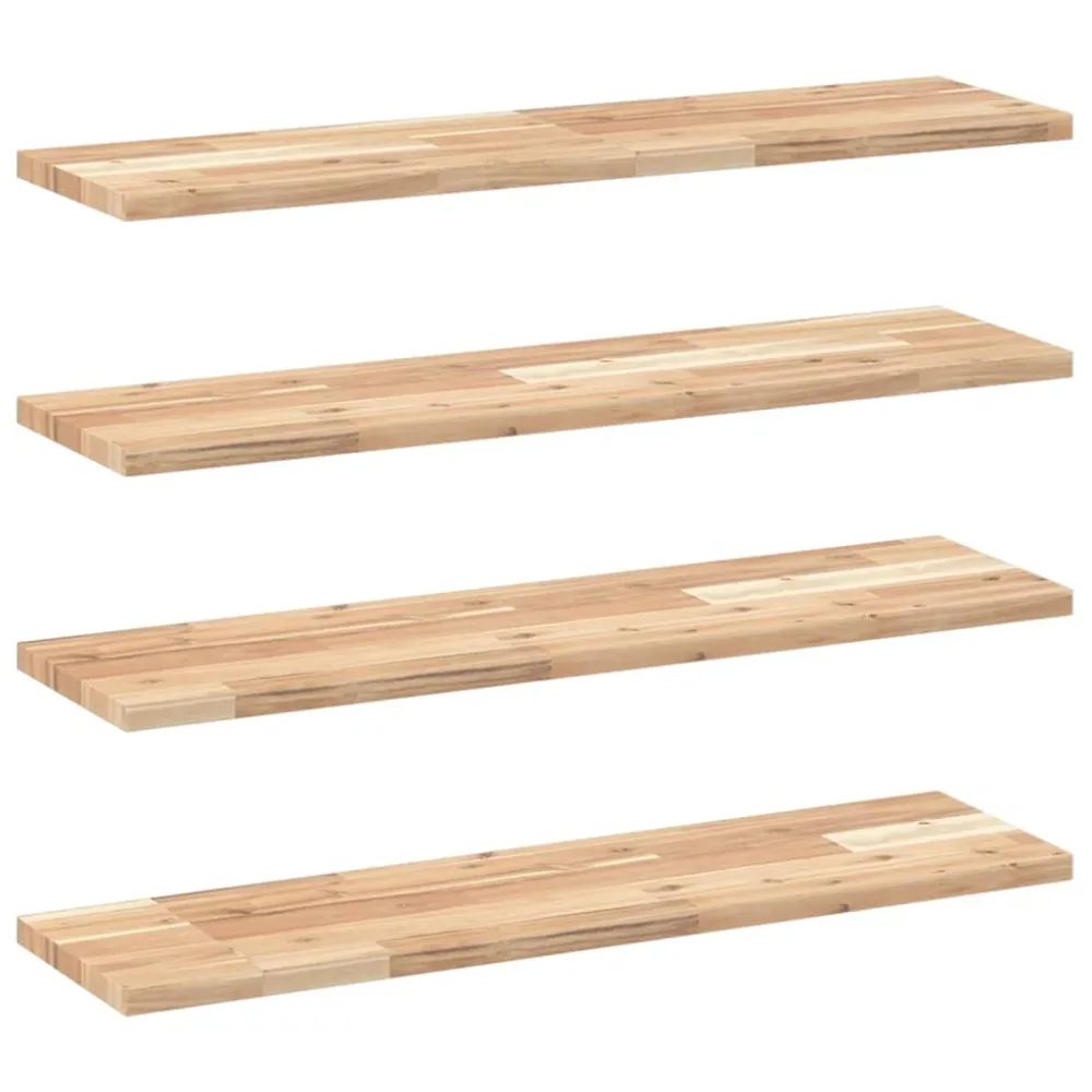 Floating Shelves 4 pcs 100x20x2 cm Untreated Solid Wood Acacia – Image 2