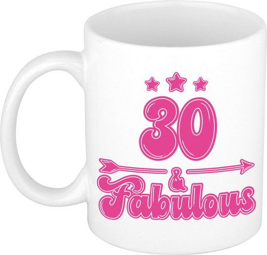 Mug cadeau anniversaire 30 ans Bellatio Decorations - superbe - rose - 300 ml - céramique