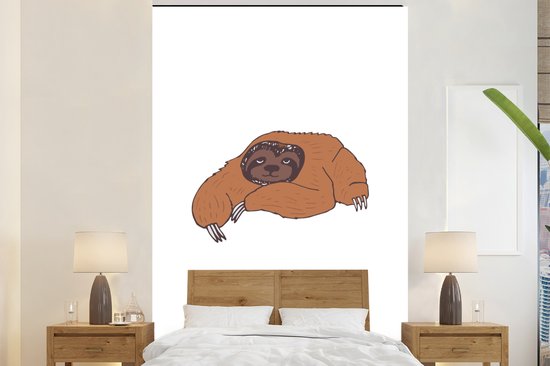 Illustration d'un paresseux sur fond blanc 170x260 cm