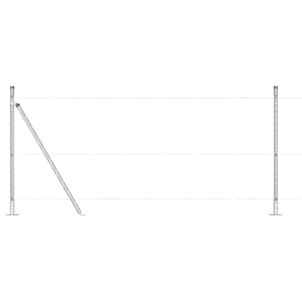 Fence Post with Concrete Base 26 pcs Silver Powder-Coated Steel – Image 2