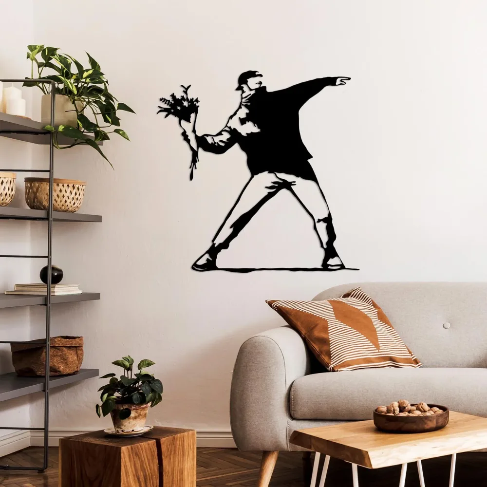 Banksy Metal 1 Wanddeko - Schwarz – Image 2