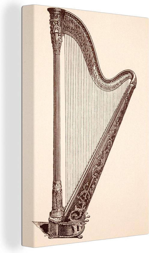 Illustration d'une harpe de 1900 20x30 cm - petit - Tirage photo sur toile (décoration murale salon / chambre)