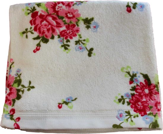 Homescapes Serviette invité Blanc Imprimé motif Floral 50 x 90 cm