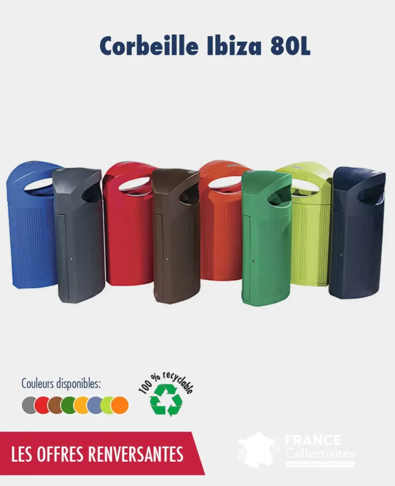 Promo corbeille Ibiza 80 L en plastique recyclé