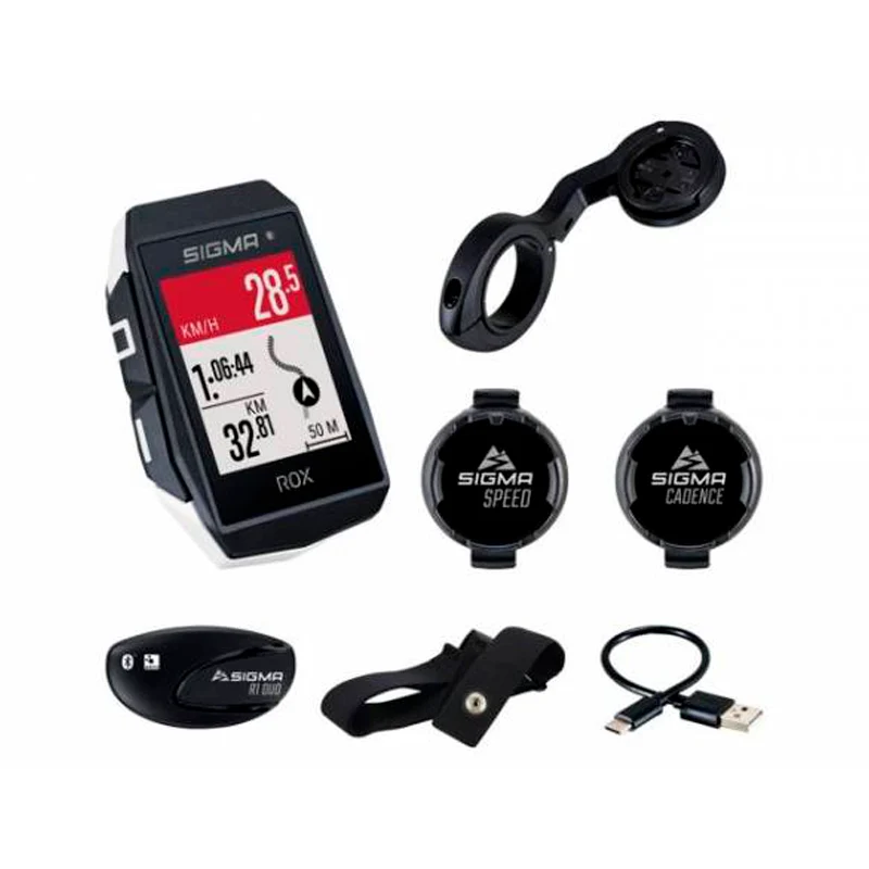 KIT CYCLOCOMPUTER GPS SIGMA ROX 11.1 EVO CAPTEUR 150+ FONCTIONS BLANC