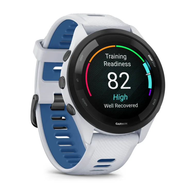 Forerunner® 265 blanche avec bracelet en silicone blanc/bleu – Image 3
