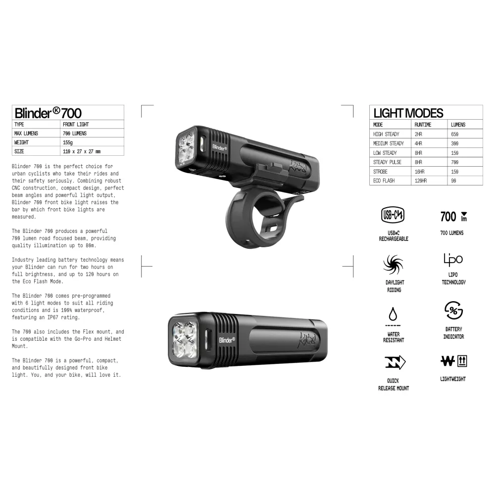 Éclairage Avant KNOG BLINDER PRO 700 – Image 3