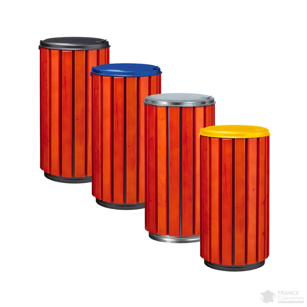 Corbeille bois zéno Protec 80 Litres à poser ou à fixer