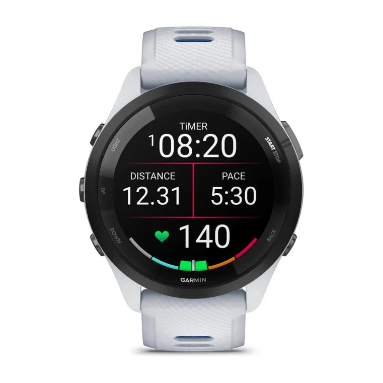 Forerunner® 265 blanche avec bracelet en silicone blanc/bleu – Image 2