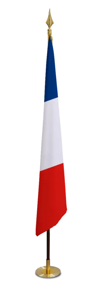 Drapeau prestige France en satin sans frange Avec pied laiton 1 place