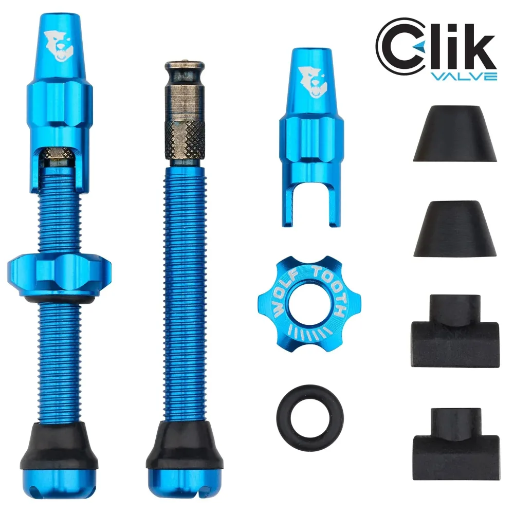 Lot de 2 Valves Tubeless WOLF TOOTH CLIK VALVE Bleu Lot de 2 Valves Tubeless WOLF TOOTH CLIK VALVE Bleu