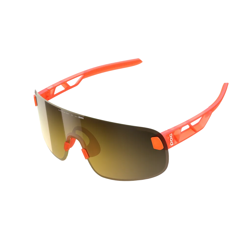Lunettes POC ELICIT Orange Fluo Translucide Verre Clarity Road Partly Sunny Gold