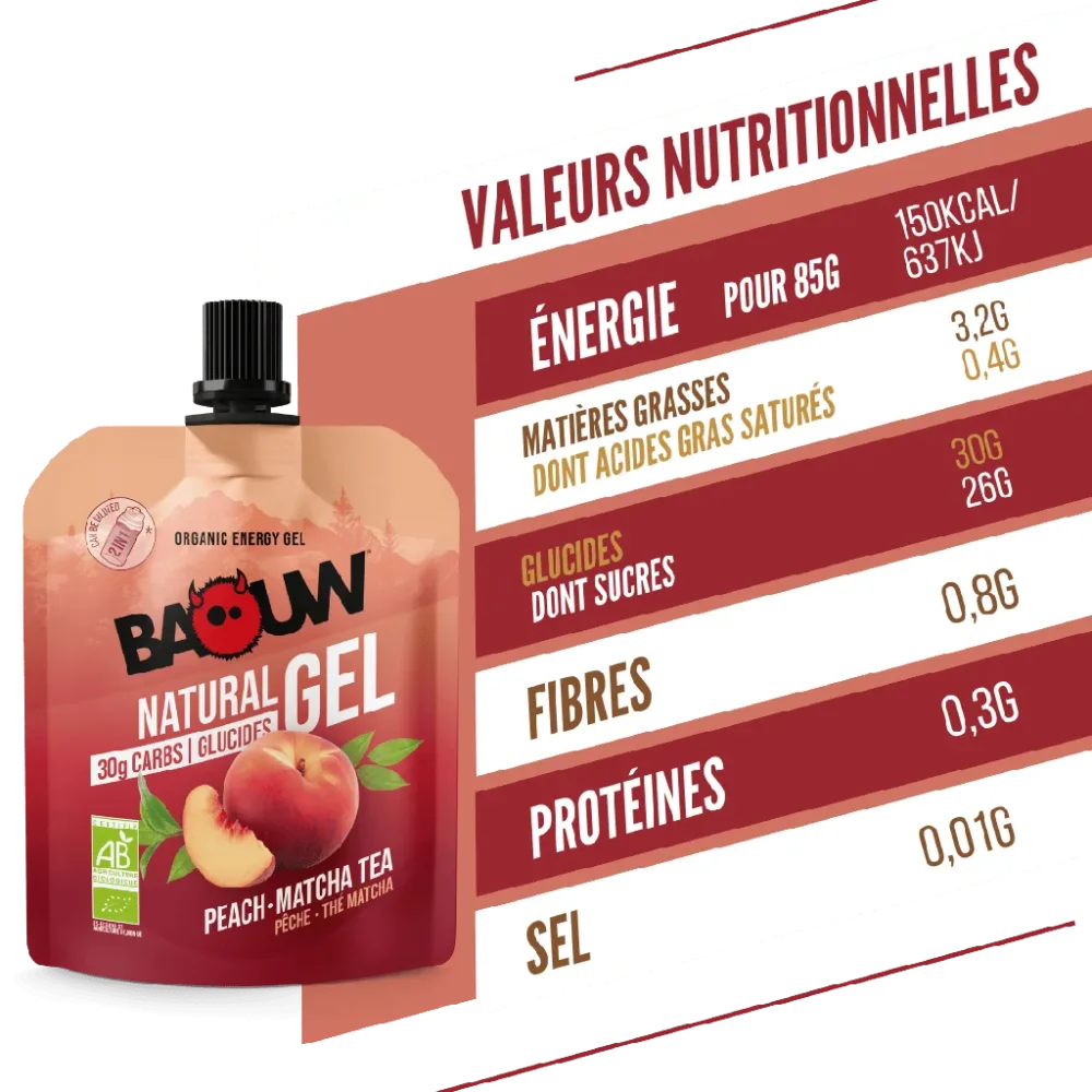 Gel Énergétique BAOUW BIO Pêche-Thé Matcha (85g) – Image 2